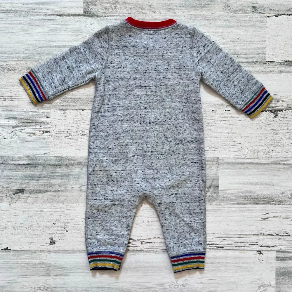 Baby Gap Knit Romper 3-6M Gray Rainbow Happy Graphic One Piece Long Sleeve - Picture 5 of 8